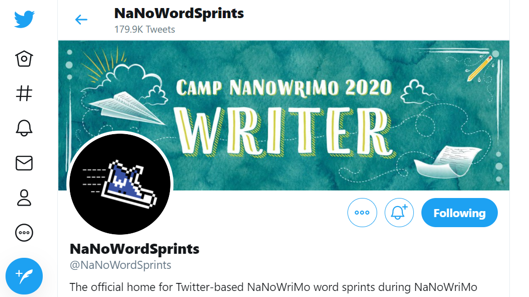 NaNoWordSprints on Twitter is part of the large Preptober writing community.