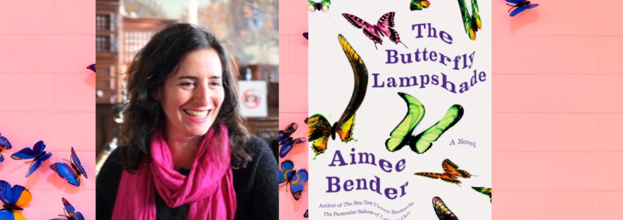 Aimee Bender with her novel, The Butterfly Lampshade.
